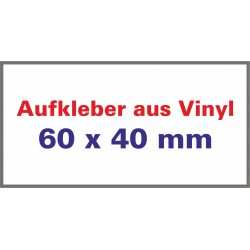 Aufkleber aus Vinylfolie Ecken spitz 60x40mm