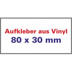 Aufkleber aus Vinylfolie Ecken spitz 80x30mm