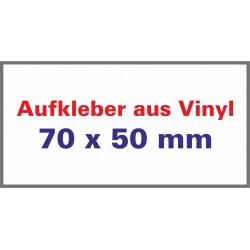 Aufkleber aus Vinylfolie Ecken spitz 70x50mm