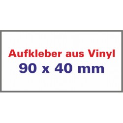 Aufkleber aus Vinylfolie Ecken spitz 90x40mm