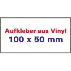 Aufkleber aus Vinylfolie Ecken spitz 100x50mm