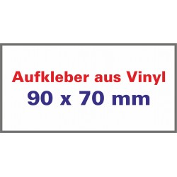 Aufkleber aus Vinylfolie Ecken spitz 90x70mm